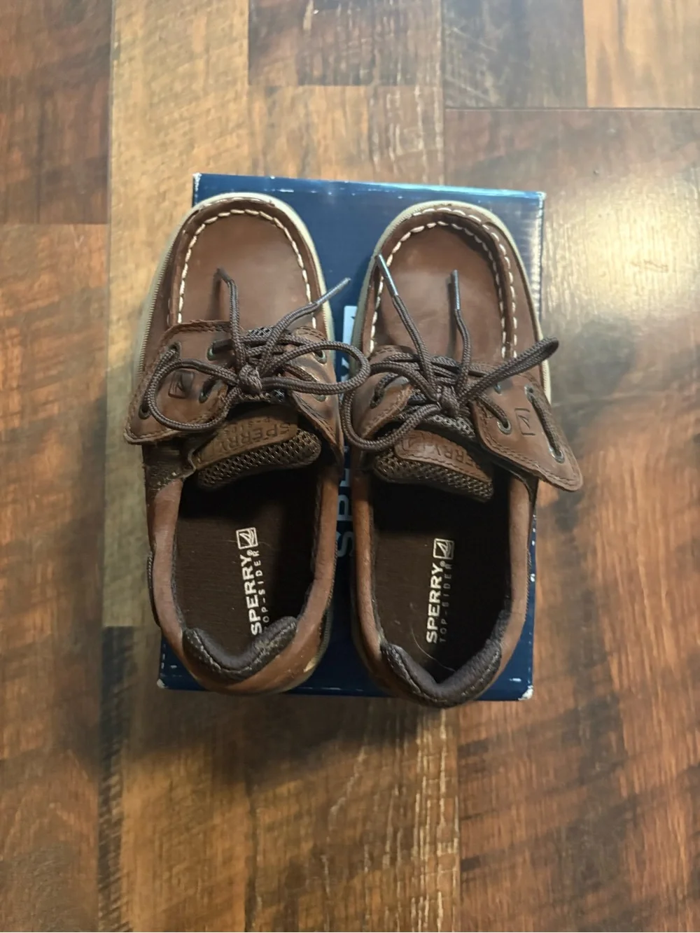 Sperry Kids Brown Suede Moccasins with Tan Sole